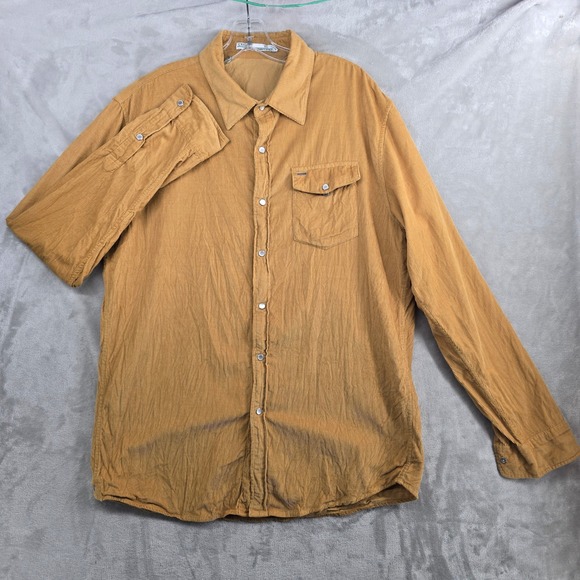 Criquet Shirt Mens XL Yellow Corduory Pearl‎ Snap Button Up Outdoors Western - Picture 2 of 9